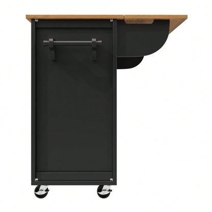 Kücheninsel,Küchenschrank,Buffetschrank,120x73(45)x93cm,ausziehbarer Küchenwagen mit Rollen, Handtuchhalter, Gewürzregal, verstellbaren Einlegeböden, zwei Türen, vier Schubladen, weiß/schwarz