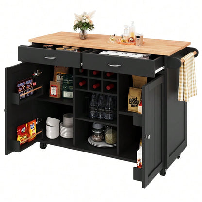 Moderne Kücheninsel(102×45×92cm), Küchenschrank,  buffetschrank, Speisewagen mit Holzmaserung, buffetschrank, Multifunktionale Esstisch mit Speicherraum, Schwarz
