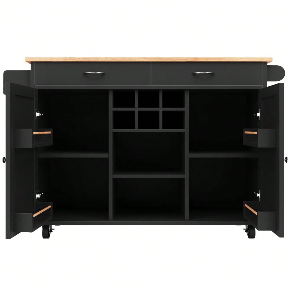 Moderne Kücheninsel(102×45×92cm), Küchenschrank,  buffetschrank, Speisewagen mit Holzmaserung, buffetschrank, Multifunktionale Esstisch mit Speicherraum, Schwarz