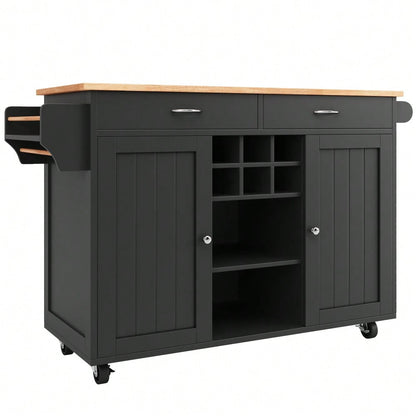 Moderne Kücheninsel(102×45×92cm), Küchenschrank,  buffetschrank, Speisewagen mit Holzmaserung, buffetschrank, Multifunktionale Esstisch mit Speicherraum, Schwarz