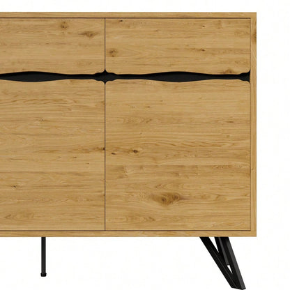 3-Türiges Sideboard in Holzoptik mit Metallbeinen – Modernes Design, Viel Stauraum, Stabil & Pflegeleicht – Für Wohnzimmer, Esszimmer, Flur geeignet