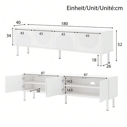 Modernes TV-Lowboard 180cm mit Stauraum, matte Oberfläche & Kabelmanagement – minimalistisches Design für Wohnzimmer, Schlafzimmer oder Flur