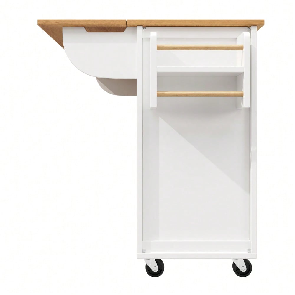 Kücheninsel,Küchenschrank,Buffetschrank,120x73(45)x93cm,ausziehbarer Küchenwagen mit Rollen, Handtuchhalter, Gewürzregal, verstellbaren Einlegeböden, zwei Türen, vier Schubladen, weiß/schwarz
