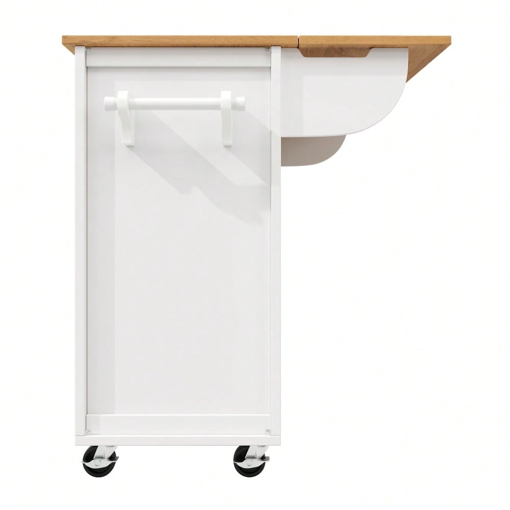 Kücheninsel,Küchenschrank,Buffetschrank,120x73(45)x93cm,ausziehbarer Küchenwagen mit Rollen, Handtuchhalter, Gewürzregal, verstellbaren Einlegeböden, zwei Türen, vier Schubladen, weiß/schwarz