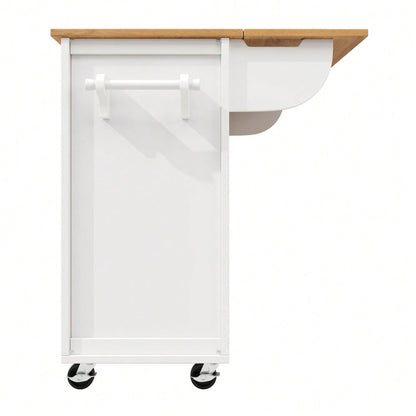 Kücheninsel,Küchenschrank,Buffetschrank,120x73(45)x93cm,ausziehbarer Küchenwagen mit Rollen, Handtuchhalter, Gewürzregal, verstellbaren Einlegeböden, zwei Türen, vier Schubladen, weiß/schwarz