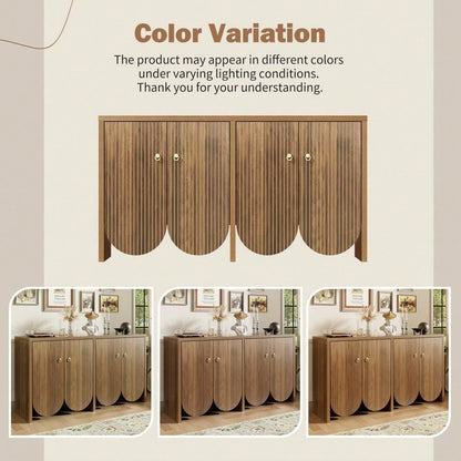 Elegantes Sideboard in Walnussoptik – 147×40×80 cm mit 4 Türen, verstellbaren Einlegeböden & Alugriffen – Vielseitiger Aufbewahrungsschrank für Wohnzimmer, Esszimmer & Flur