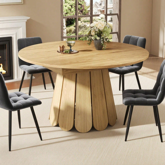 Esstisch ausziehbar, 	Esszimmertisch, Küchentisch, balkontisch, 	esstisch holz Runder Esstisch, ausziehbar zu oval, 118-158 cm, Platz für bis zu 6 Personen, Holzfarbe