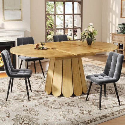 Esstisch ausziehbar, 	Esszimmertisch, Küchentisch, balkontisch, 	esstisch holz Runder Esstisch, ausziehbar zu oval, 118-158 cm, Platz für bis zu 6 Personen, Holzfarbe
