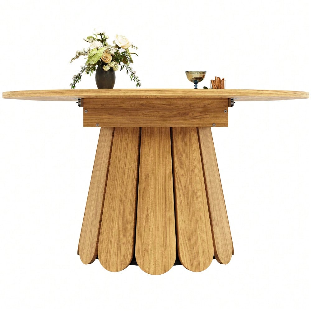 Esstisch ausziehbar, 	Esszimmertisch, Küchentisch, balkontisch, 	esstisch holz Runder Esstisch, ausziehbar zu oval, 118-158 cm, Platz für bis zu 6 Personen, Holzfarbe