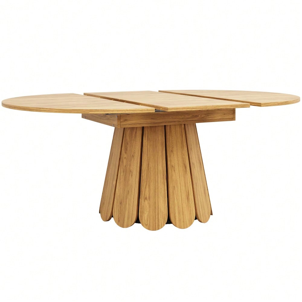 Esstisch ausziehbar, 	Esszimmertisch, Küchentisch, balkontisch, 	esstisch holz Runder Esstisch, ausziehbar zu oval, 118-158 cm, Platz für bis zu 6 Personen, Holzfarbe