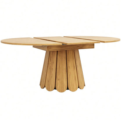 Esstisch ausziehbar, 	Esszimmertisch, Küchentisch, balkontisch, 	esstisch holz Runder Esstisch, ausziehbar zu oval, 118-158 cm, Platz für bis zu 6 Personen, Holzfarbe
