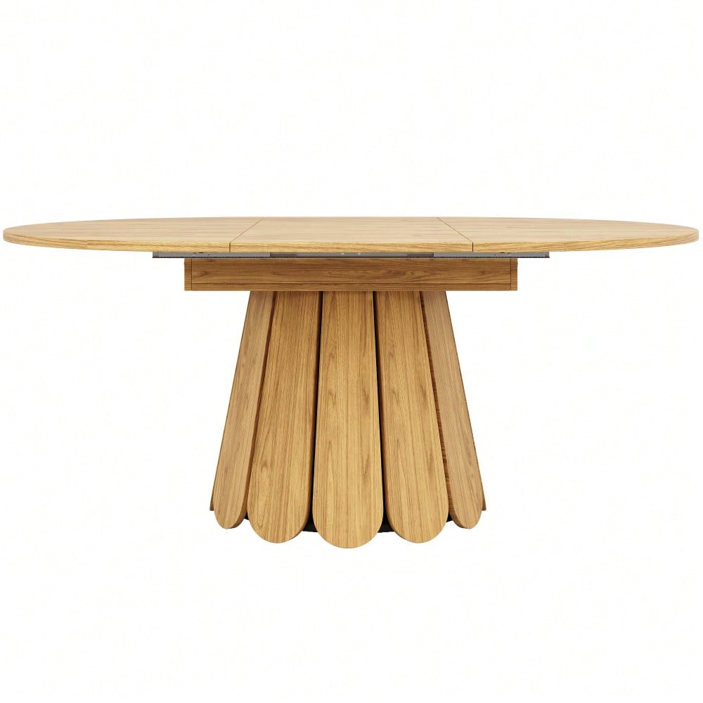 Esstisch ausziehbar, 	Esszimmertisch, Küchentisch, balkontisch, 	esstisch holz Runder Esstisch, ausziehbar zu oval, 118-158 cm, Platz für bis zu 6 Personen, Holzfarbe