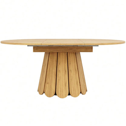 Esstisch ausziehbar, 	Esszimmertisch, Küchentisch, balkontisch, 	esstisch holz Runder Esstisch, ausziehbar zu oval, 118-158 cm, Platz für bis zu 6 Personen, Holzfarbe