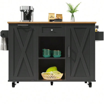 Moderne Kücheninsel, Küchenschrank für Mülleimer, buffetschrank, Multifunktionale Esstisch mit Speicherraum, Speisewagen mit Snackregalen und Stretchfunktionsschränken, schwarz
