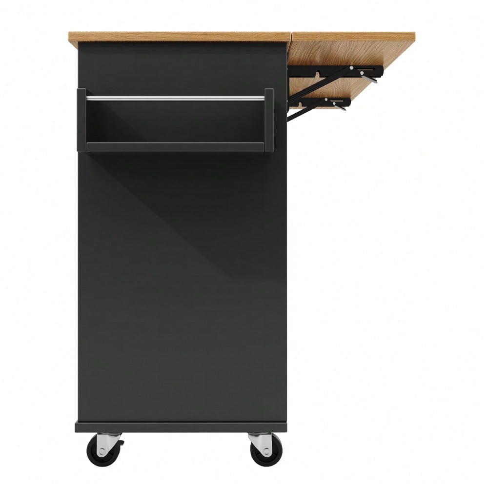 Moderne Kücheninsel, Küchenschrank für Mülleimer, buffetschrank, Multifunktionale Esstisch mit Speicherraum, Speisewagen mit Snackregalen und Stretchfunktionsschränken, schwarz