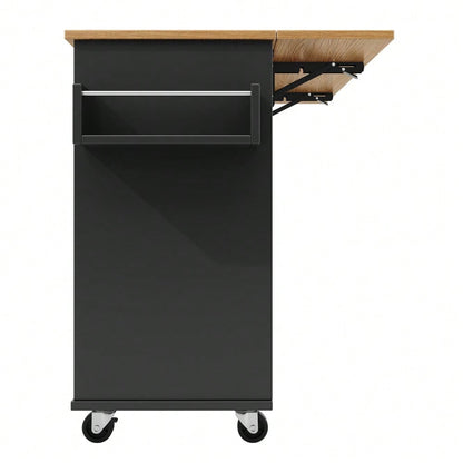 Moderne Kücheninsel, Küchenschrank für Mülleimer, buffetschrank, Multifunktionale Esstisch mit Speicherraum, Speisewagen mit Snackregalen und Stretchfunktionsschränken, schwarz