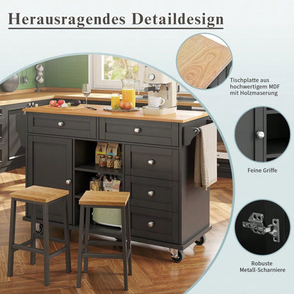 Speisewagen (134 x 46 x 92 cm), Schubladen-Aufbewahrungsschrank-Kombination, mobiles und festes Dual-Use-Design, geeignet für Heimküchen(previous sku:N620P19313031S)