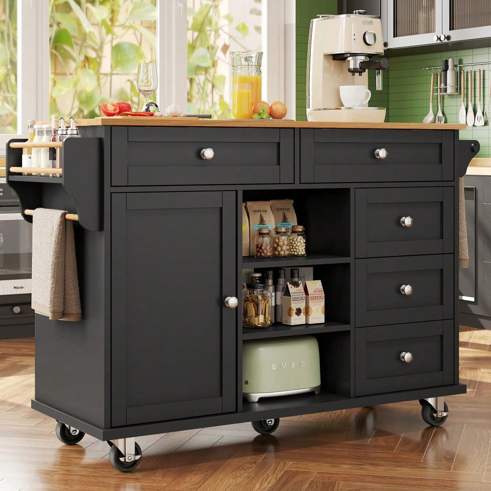 Speisewagen (134 x 46 x 92 cm), Schubladen-Aufbewahrungsschrank-Kombination, mobiles und festes Dual-Use-Design, geeignet für Heimküchen(previous sku:N620P19313031S)
