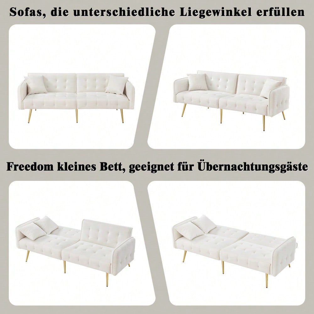 Zweisitzer-Multifunktions-Sofabett mit Bettfunktion, verstellbarer Rückenlehne + mehrstelligen Armlehnen. Modernes Faltsofabett für Wohnzimmer - Veloursbezug. Großzügiger Schlafbereich