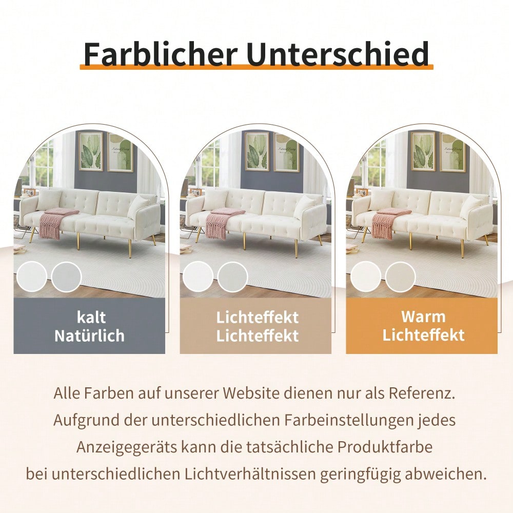 Zweisitzer-Multifunktions-Sofabett mit Bettfunktion, verstellbarer Rückenlehne + mehrstelligen Armlehnen. Modernes Faltsofabett für Wohnzimmer - Veloursbezug. Großzügiger Schlafbereich