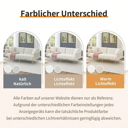 Zweisitzer-Multifunktions-Sofabett mit Bettfunktion, verstellbarer Rückenlehne + mehrstelligen Armlehnen. Modernes Faltsofabett für Wohnzimmer - Veloursbezug. Großzügiger Schlafbereich