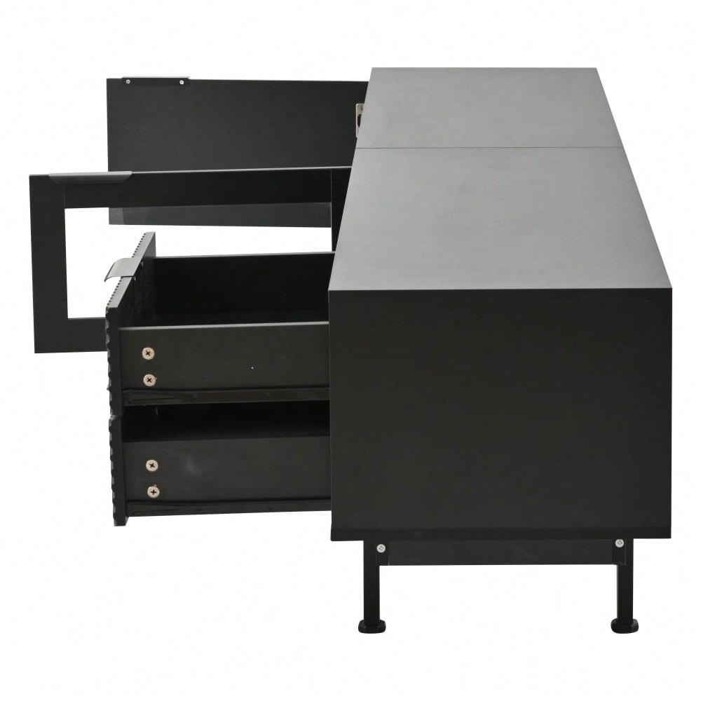 200*40*50.5 cm moderner einfacher Fernsehschrank, Lowboard Mit 2 Türen und 2 Schubladen,TV-Ständer mit großem Stauraum,Wohnraumschrank mit Gesamttragkraft von 45kg,Geeignet für 80-Zoll, Schwarz
