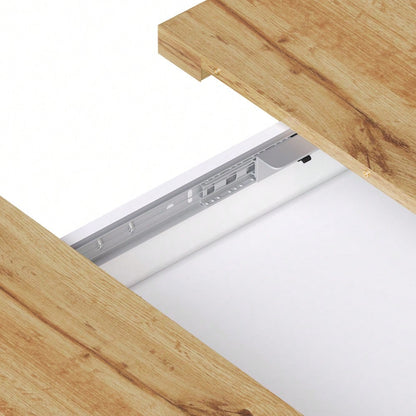 Esstisch Teleskoptisch(110-140×80cm), klappbarer Küchentisch für 4-6 Personen, Ausziehbarer Esstisch ,platzsparender Küchentisch,für Küche und Wohnzimmer,Esstisch mit drei Ablageebenen, weiß