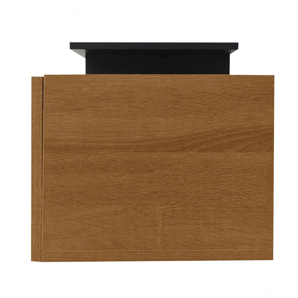 Modernes TV-Schrank-Design: stilvoll und elegant, praktischer Stauraum, schwarz, Holzoptik, Glasböden, LED-Beleuchtung