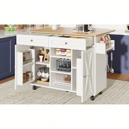 Moderne Kücheninsel, Küchenschrank, buffetschrank, Speisewagen mit Holzmaserung, Multifunktionale Esstisch mit Speicherraum, Speisewagen mit Snackregalen, weiß