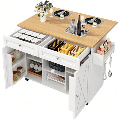 Moderne Kücheninsel, Küchenschrank, buffetschrank, Speisewagen mit Holzmaserung, Multifunktionale Esstisch mit Speicherraum, Speisewagen mit Snackregalen, weiß