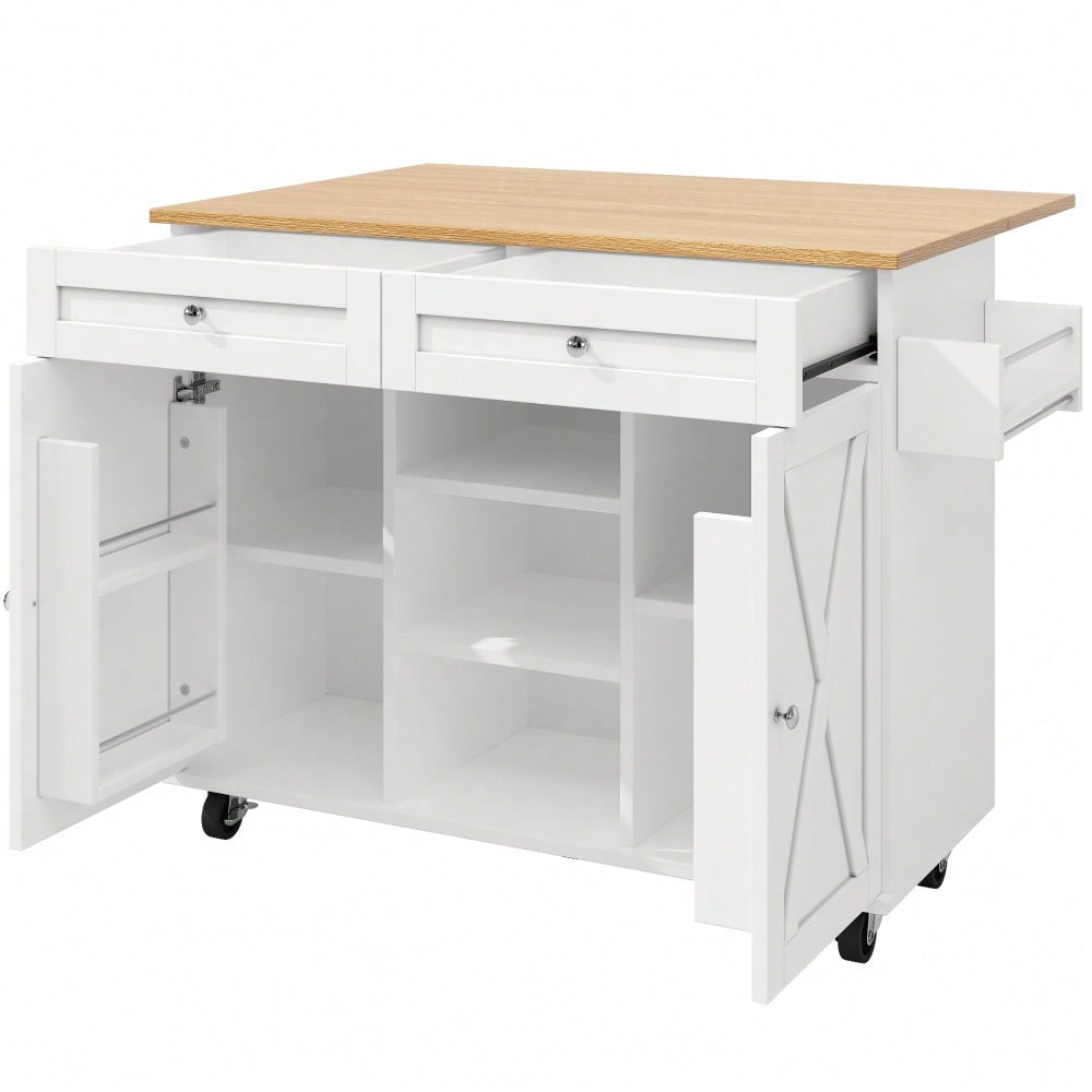 Moderne Kücheninsel, Küchenschrank, buffetschrank, Speisewagen mit Holzmaserung, Multifunktionale Esstisch mit Speicherraum, Speisewagen mit Snackregalen, weiß