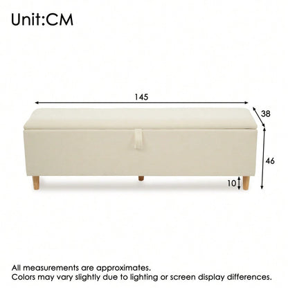Polsterbett 140x200 mit LED & USB-C in beige Leinen + Bettbank 145x38 Hydraulik-Stauraum in Cord-Optik, Lattenrost inkl. (Ohne Matratze)
