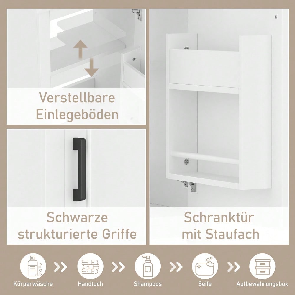 51x34x83cmBodenstehender Badezimmerschrank, Waschtisch, Waschtisch,Volllackierung, Türregale, verstellbare Regale, integriertes Keramikwaschbecken, geeignet für kleine Räume, weiß