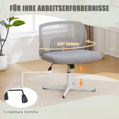 Armlose Bürostühle, Lesesessel mit breiten Polstern, Wohnstühle zum Sitzen mit gekreuzten Beinen, Wippfunktion, höhenverstellbar, 360° drehbar