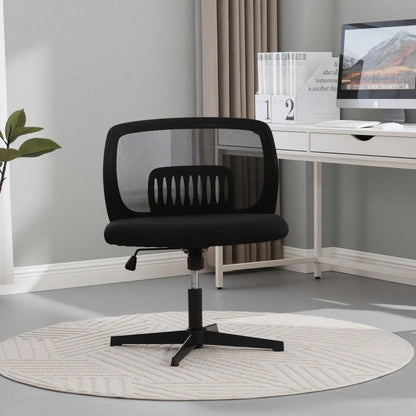 Armlose Bürostühle, Lesesessel mit breiten Polstern, Wohnstühle zum Sitzen mit gekreuzten Beinen, Wippfunktion, höhenverstellbar, 360° drehbar