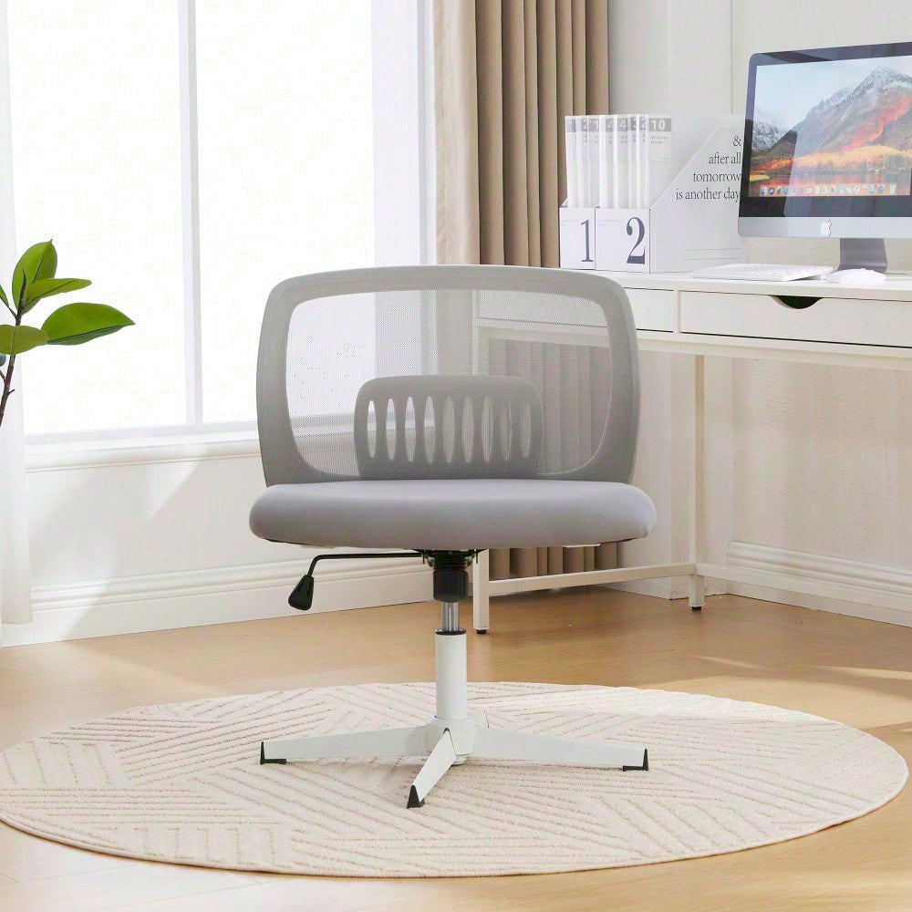 Armlose Bürostühle, Lesesessel mit breiten Polstern, Wohnstühle zum Sitzen mit gekreuzten Beinen, Wippfunktion, höhenverstellbar, 360° drehbar