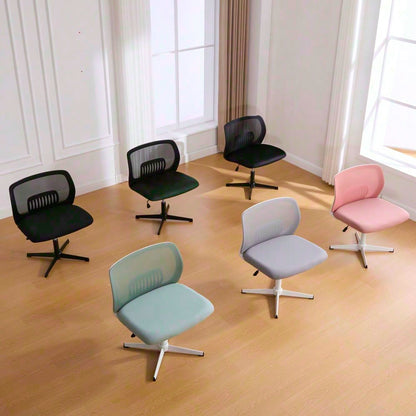 Armlose Bürostühle, Lesesessel mit breiten Polstern, Wohnstühle zum Sitzen mit gekreuzten Beinen, Wippfunktion, höhenverstellbar, 360° drehbar