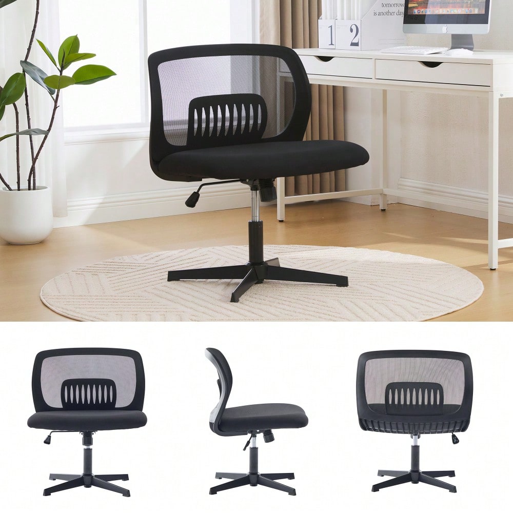 Armlose Bürostühle, Lesesessel mit breiten Polstern, Wohnstühle zum Sitzen mit gekreuzten Beinen, Wippfunktion, höhenverstellbar, 360° drehbar