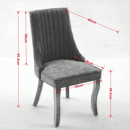 Rayon Cloth Flocking Linen Dining Chairs Channel Kitchen Dinner Chair Comfy Fabric Upholstered Accent Chair for Dining Room with Curved Solid Wood Legs,Set of 2 (Blue), DE1847BL