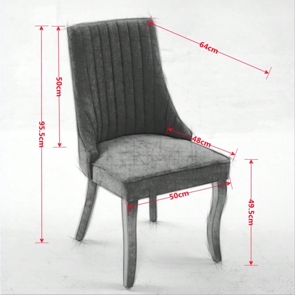 Rayon Cloth Flocking Linen Dining Chairs Channel Kitchen Dinner Chair Comfy Fabric Upholstered Accent Chair for Dining Room with Curved Solid Wood Legs,Set of 2 (Beige), DE1847BG