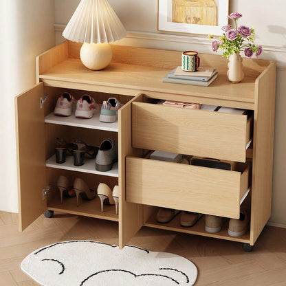 Schuhschrank, beweglicher Schuhschrank, Universalrad mit Bremse. Oberer Bogen, verstellbare Regale, Dämpfungsscharnier