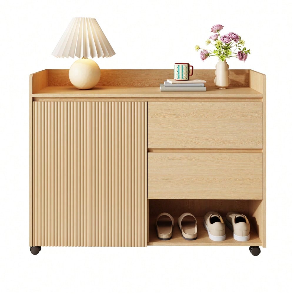 Schuhschrank, beweglicher Schuhschrank, Universalrad mit Bremse. Oberer Bogen, verstellbare Regale, Dämpfungsscharnier