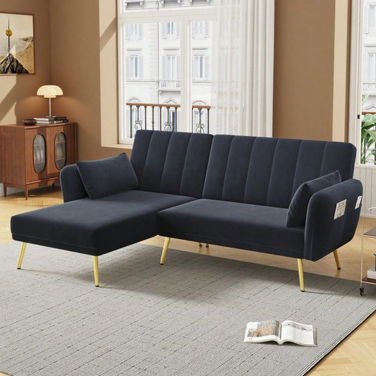 Modernes Klappsofa, L-förmiges Sofa, Schlafsofa mit Zusatzecke, Ecksofa mit Schlaffunktion, geeignet für Wohnzimmer, Schlafzimmer, Heimkino, Gästezimmer. Mit Video