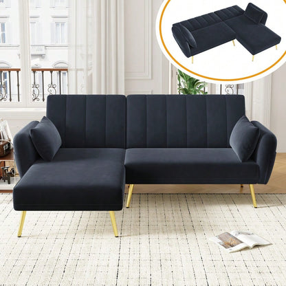 Modernes Klappsofa, L-förmiges Sofa, Schlafsofa mit Zusatzecke, Ecksofa mit Schlaffunktion, geeignet für Wohnzimmer, Schlafzimmer, Heimkino, Gästezimmer. Mit Video