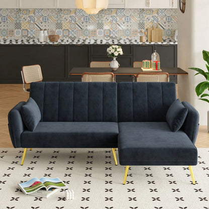 Modernes Klappsofa, L-förmiges Sofa, Schlafsofa mit Zusatzecke, Ecksofa mit Schlaffunktion, geeignet für Wohnzimmer, Schlafzimmer, Heimkino, Gästezimmer. Mit Video
