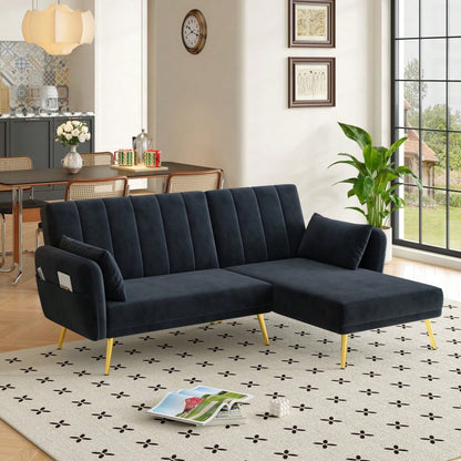 Modernes Klappsofa, L-förmiges Sofa, Schlafsofa mit Zusatzecke, Ecksofa mit Schlaffunktion, geeignet für Wohnzimmer, Schlafzimmer, Heimkino, Gästezimmer. Mit Video