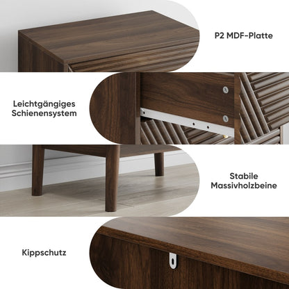 Kommode mit 4 Schubladen, moderne Kleiderschrankkommode, Aufbewahrungsschrank aus Holz, Frisiertisch-Aufbewahrungsschrank für Wohnzimmer, Schlafzimmer, Flur (Walnuss)