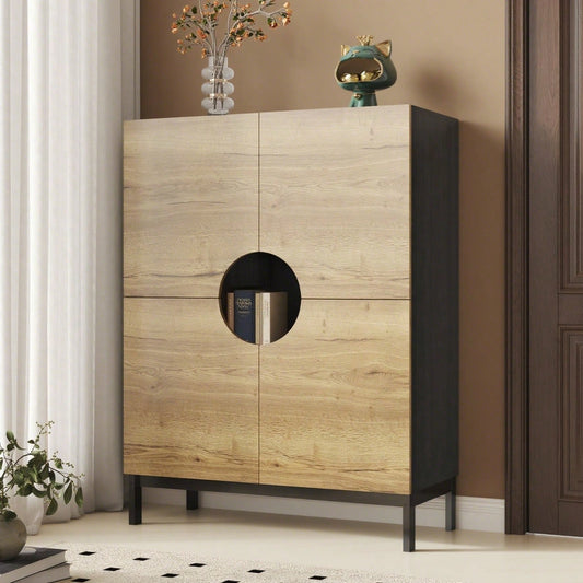 Schuhschrank und Vitrine 2 in 1 mit verstellbaren Einlegeböden, Massivholzbeinen, Eingangsmöbel 90*40*120cm Schuhschrank 40 cm breit, großer Stauraum｜Ideal für große Schuhgrößen