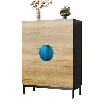Schuhschrank und Vitrine 2 in 1 mit verstellbaren Einlegeböden, Massivholzbeinen, Eingangsmöbel 90*40*120cm Schuhschrank 40 cm breit, großer Stauraum｜Ideal für große Schuhgrößen