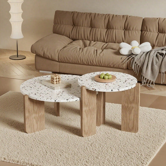 Moderner zusammensetzbarer Couchtisch, Beistelltisch, Couchtisch-Set für Wohnzimmer,
Sofa-Beistelltisch und Balkon, 2er-Set